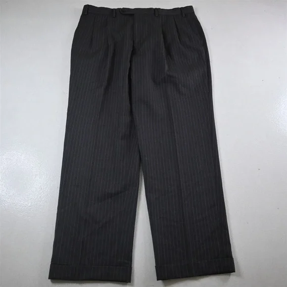 American Living 44R 34x30 Gray Striped 100% Wool Mens Jacket Pants Suit